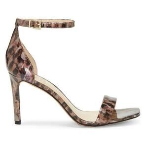 VINCE CAMUTO Ankle Strap Patent Leather Heels Leopard Print Size 7.5 Open Toe